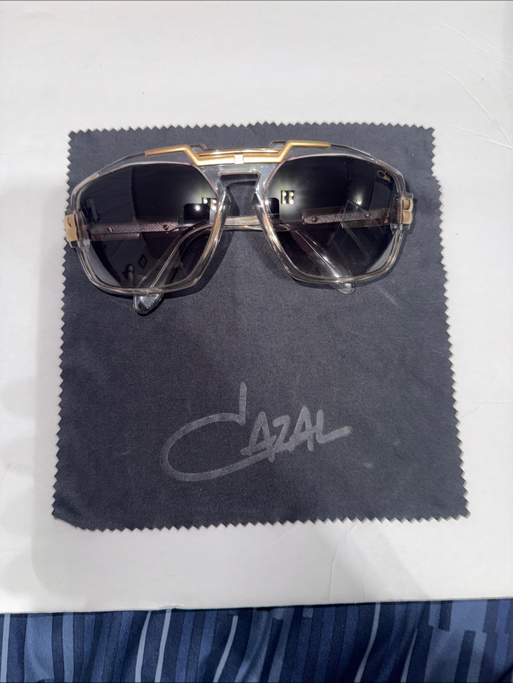 Cazal Gold and Black Oversized Aviator Sunglasses